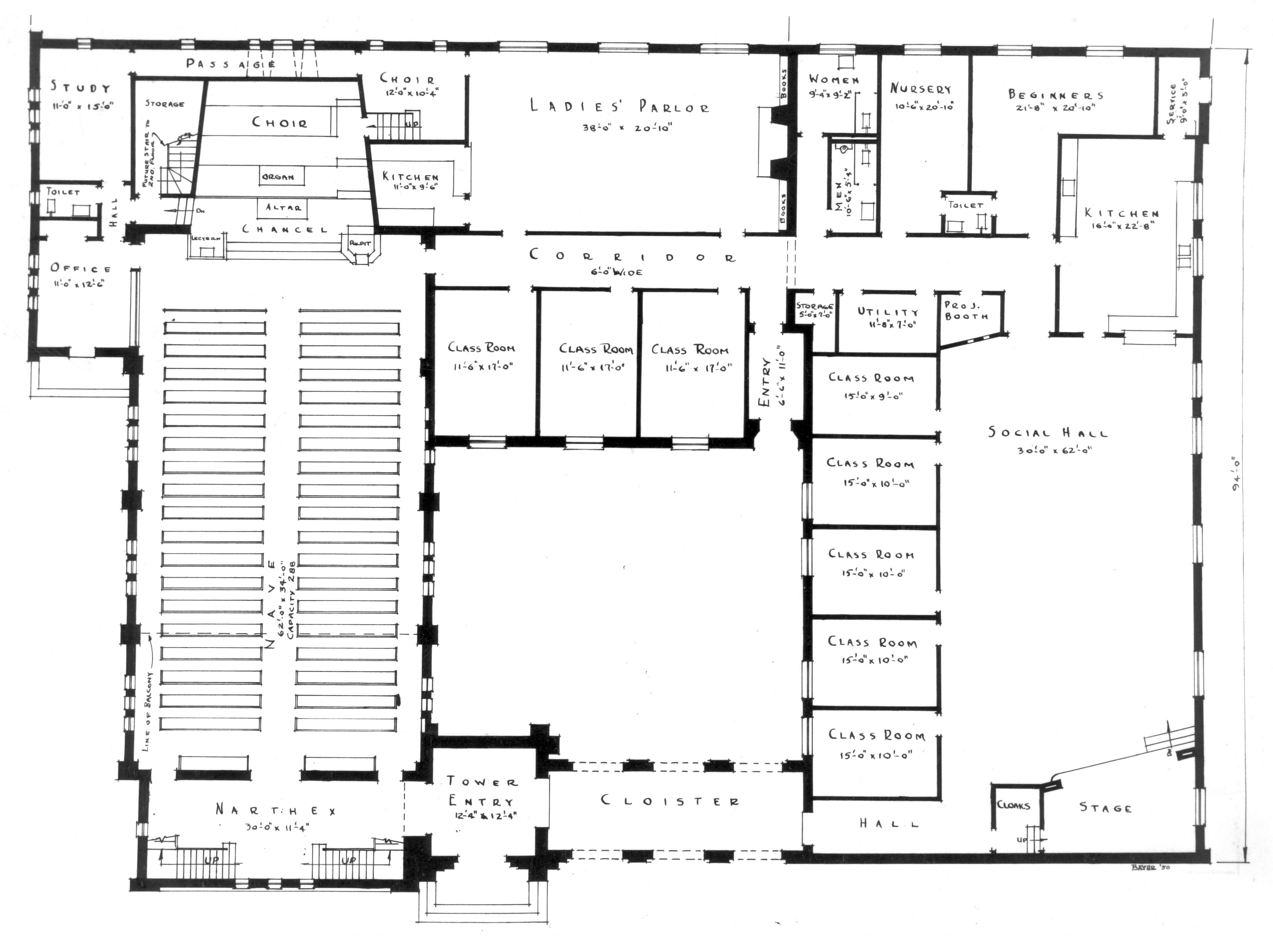 Does anyone know which church these floor plans are from?  They are signed "Bayer '50".