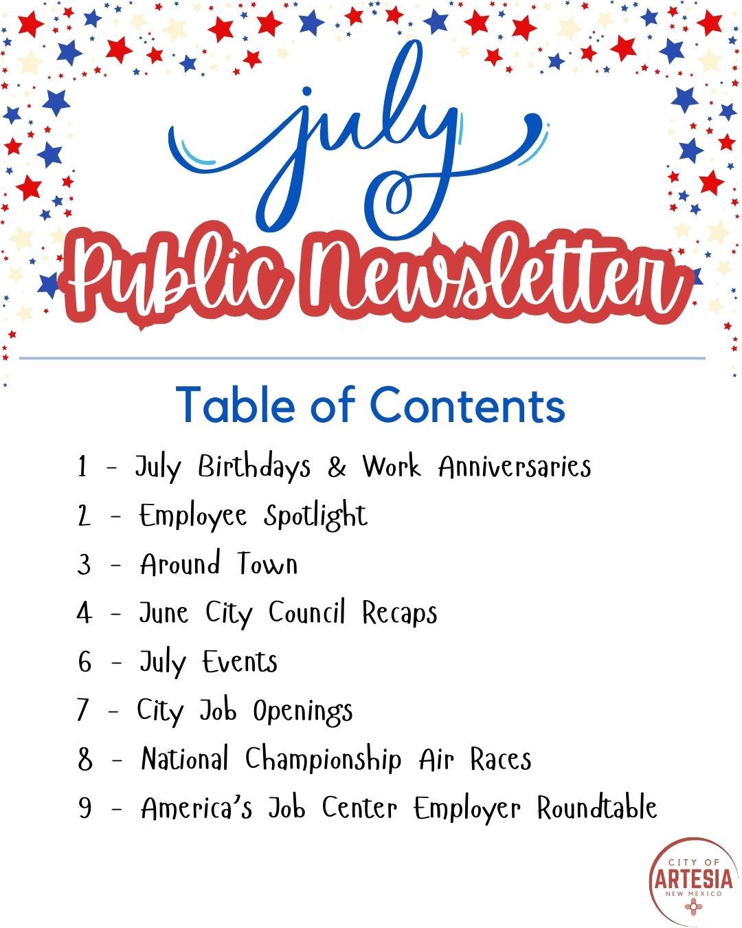 July Public Newsletter
