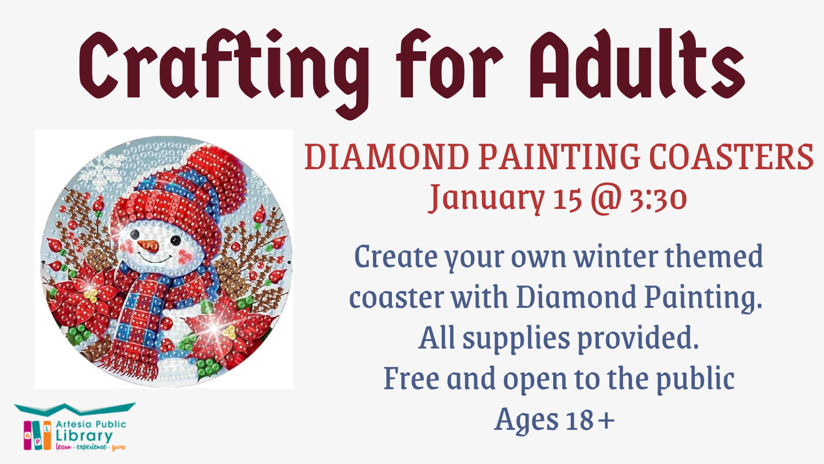 Diamond Painting Snowman Coasters Marketing