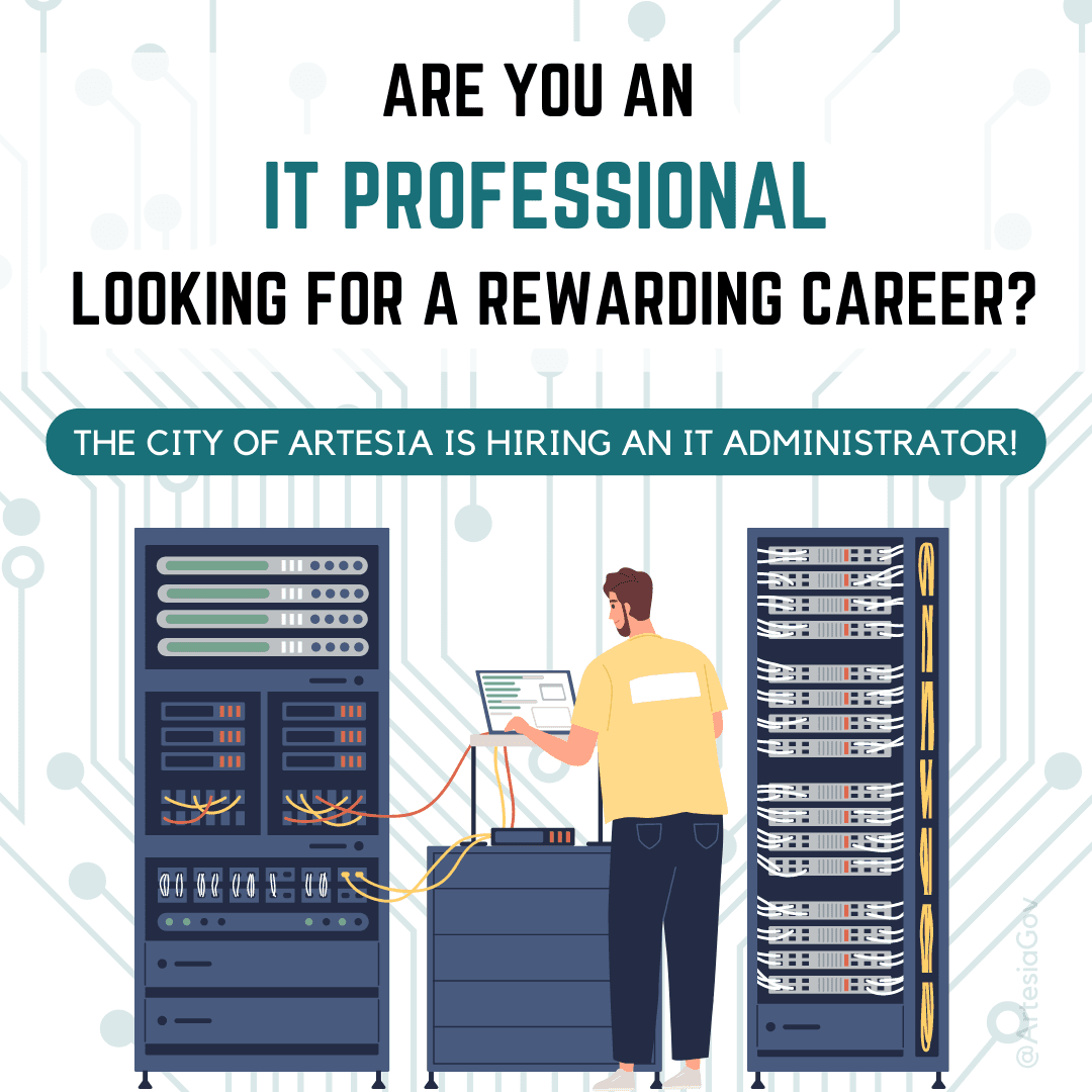 Image showing cartoon man working on computer and servers.